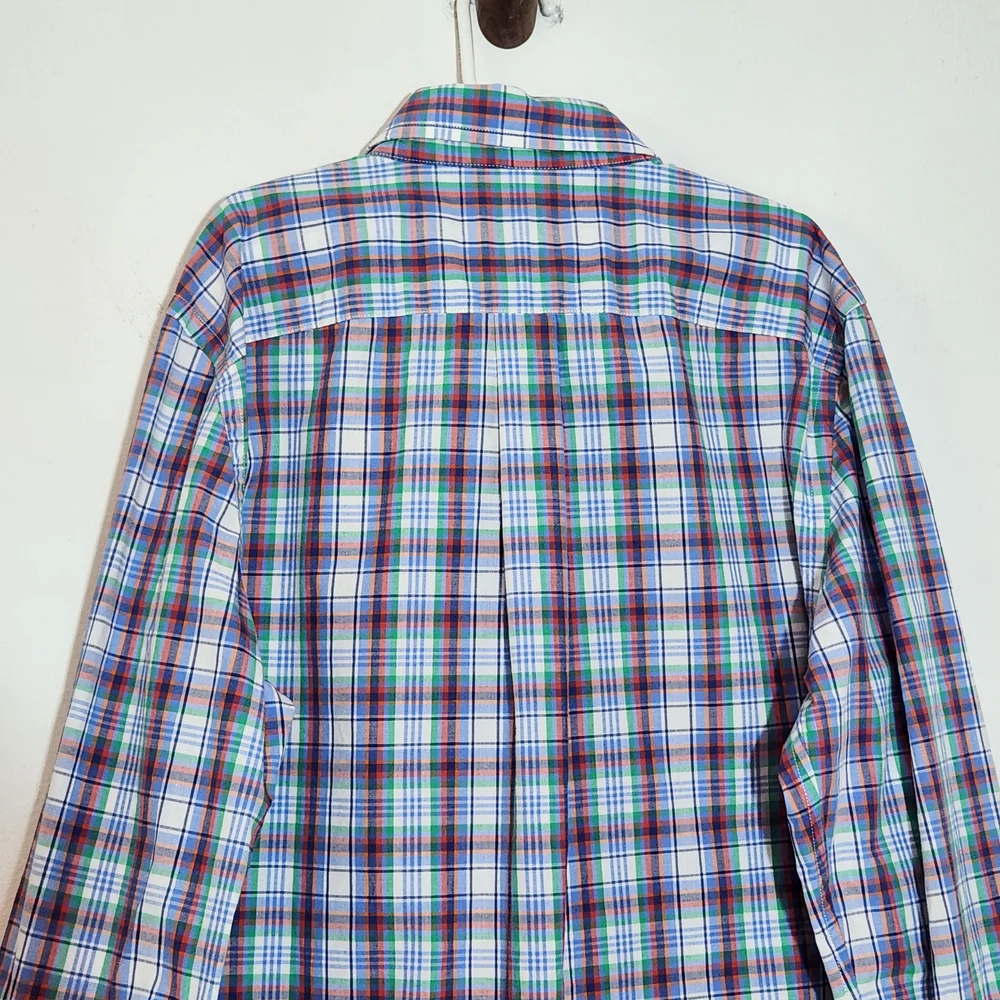Vineyard Vines Boy's Plaid Button-Down Shirt in Blue and Green Size Medium